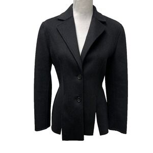 Yang‎ Li Wool Blazer Womens 6 Womens Black Rear Overlapped Edgy Jacket